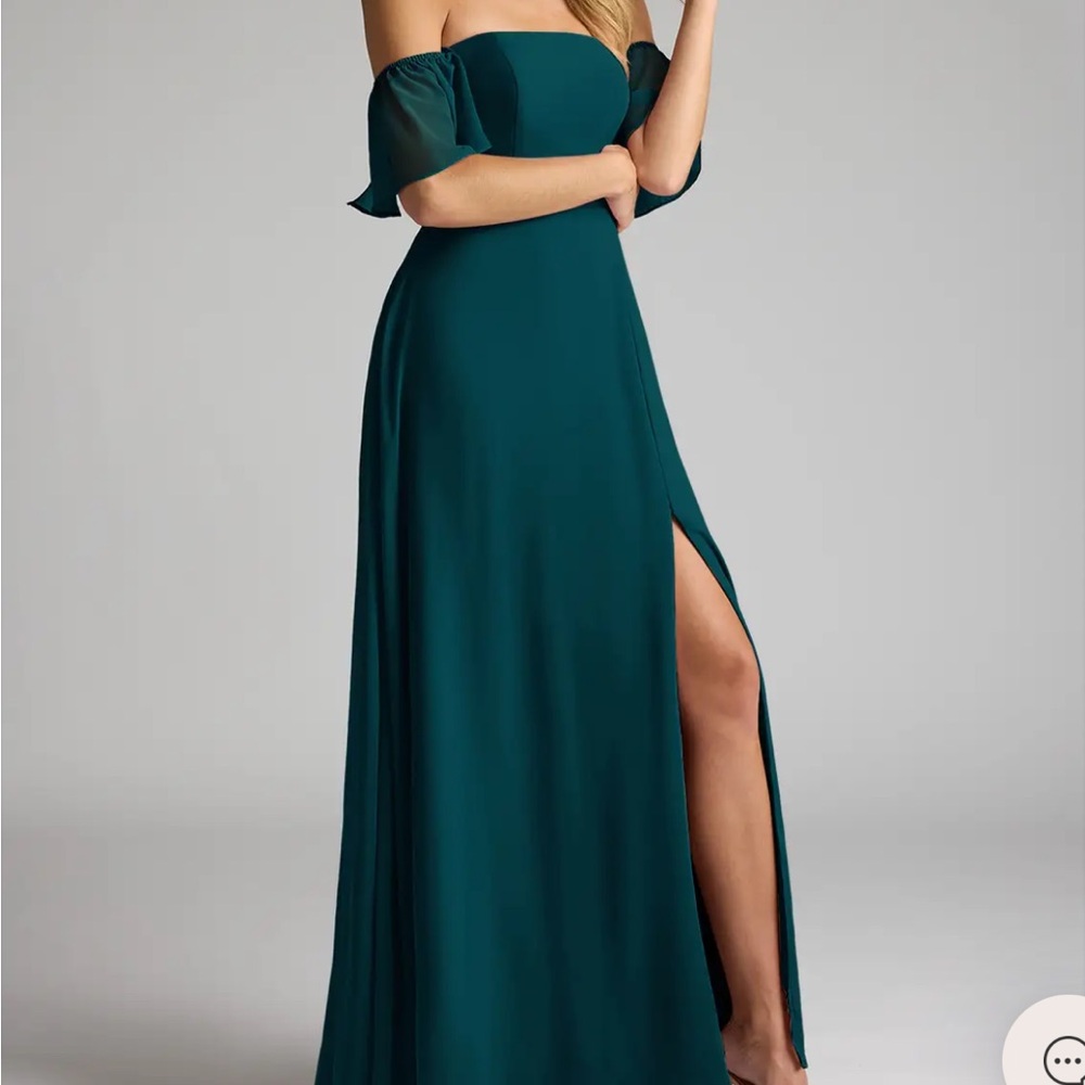 Azazie Strapless Teal Gown